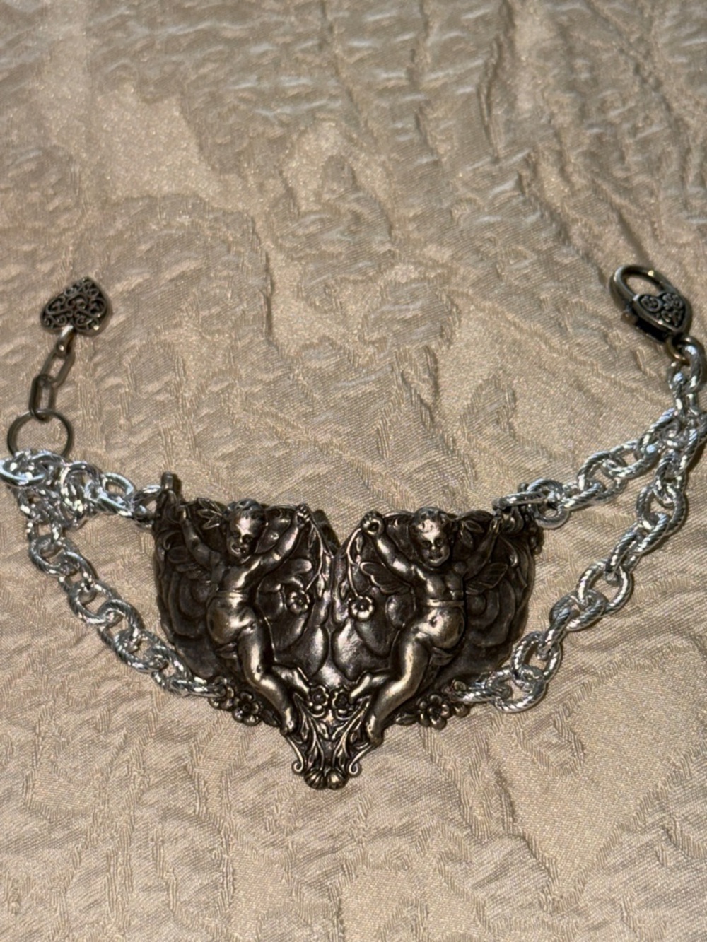 Silver Cherub Heart Chain Bracelet - Women Accessories